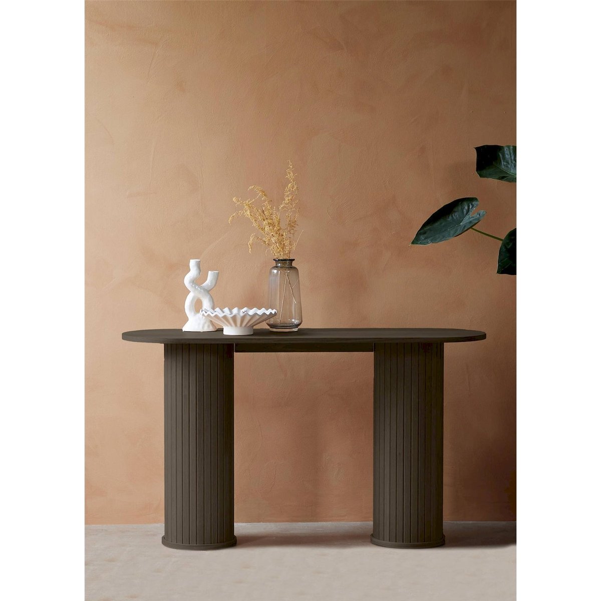 Console arrondie piètement cannelé bois bois foncé, RECOLLECTION