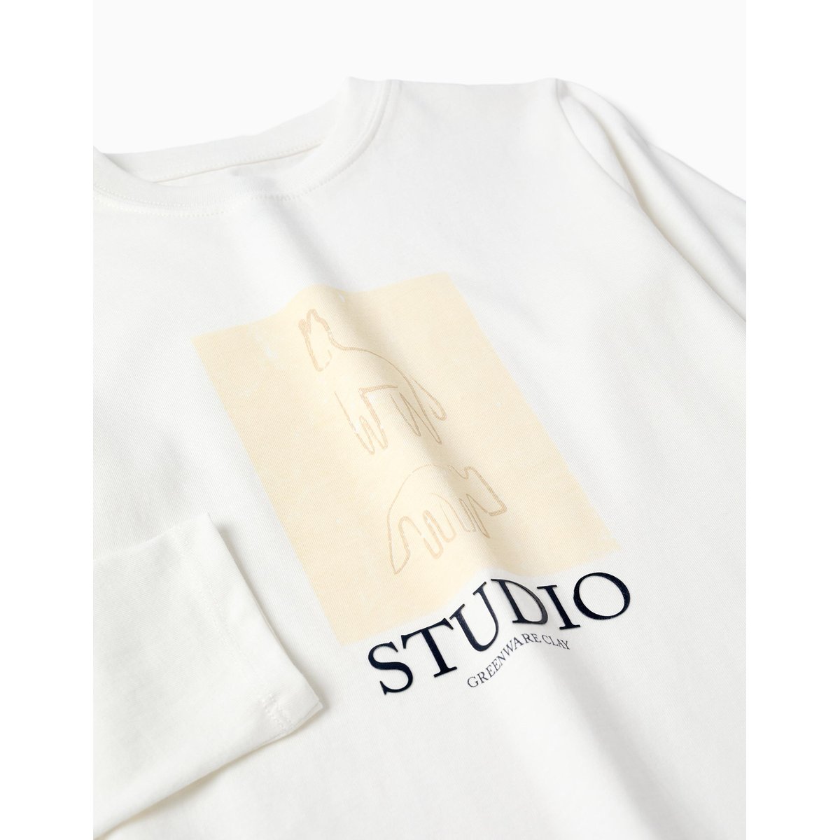 T-shirt en coton à manches longues avec imprimé Clay Horse blanc, ZIPPY