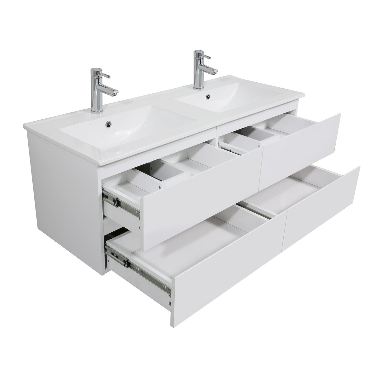 Meuble double +vasque +miroir SORRENTO blanc, MOB IN