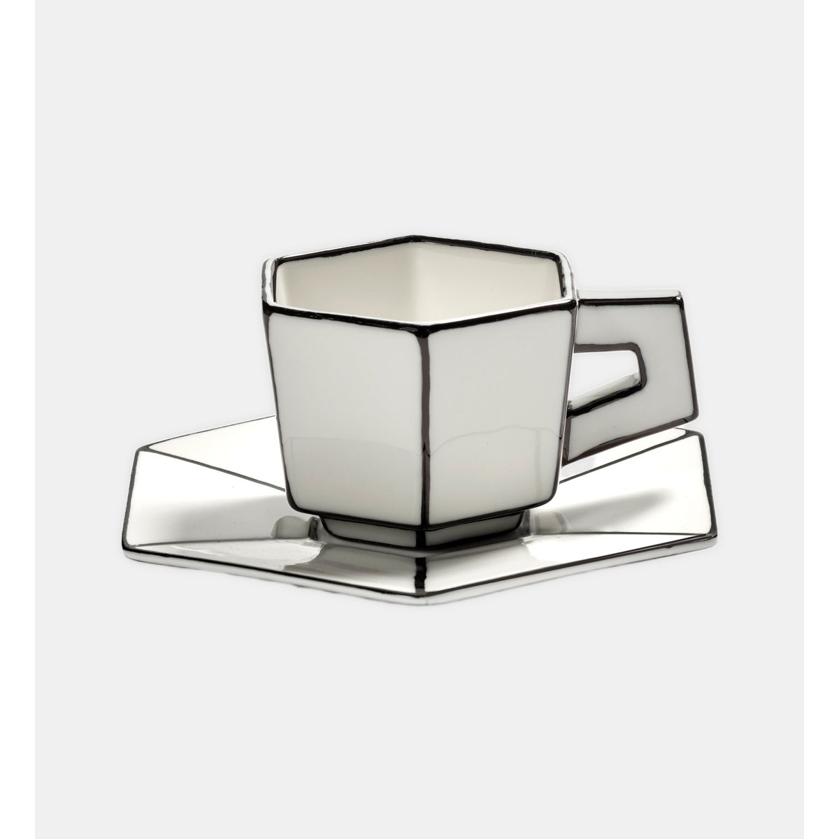 Tasse à espresso - 9 cl + sous-tasse blanc et noir, SERAX
