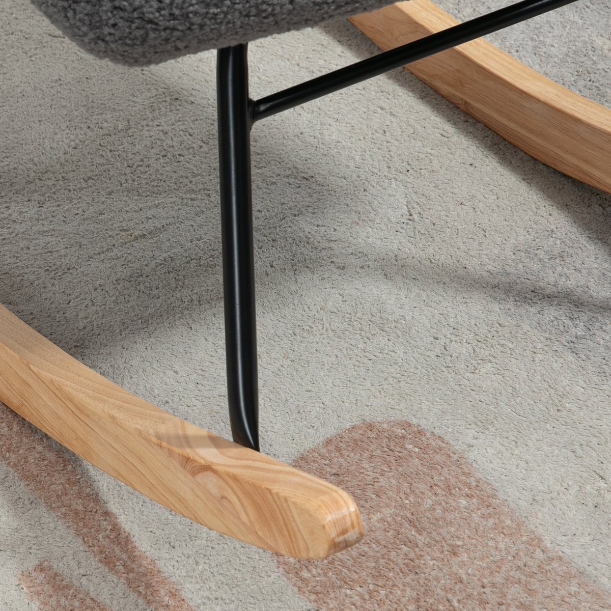 Fauteuil à bascule Revêtement bouclette Gris gris foncé, HOMCOM