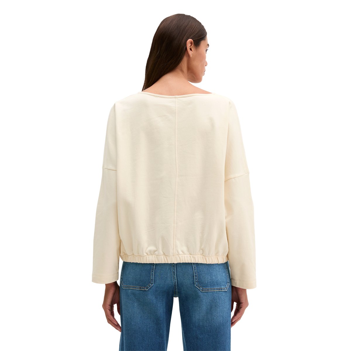 Sweat à cordon de serrage en mélange de coton bio peigné blanc, MARC O'POLO