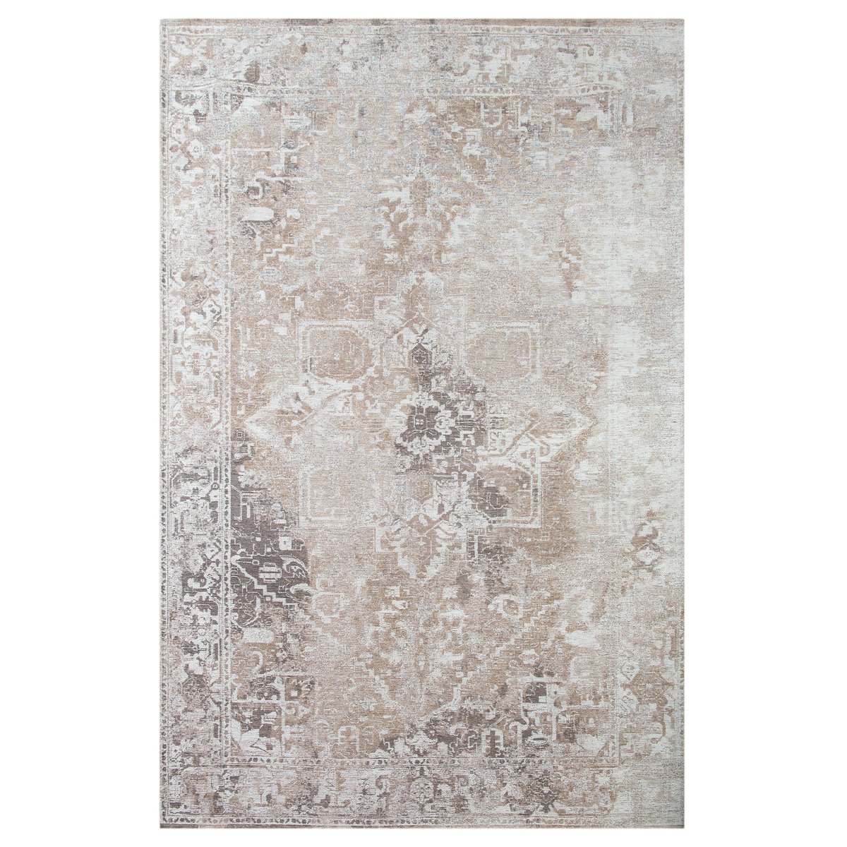 Tapis salon et chambre moderne tissé plat CROWN gris, NOVATREND