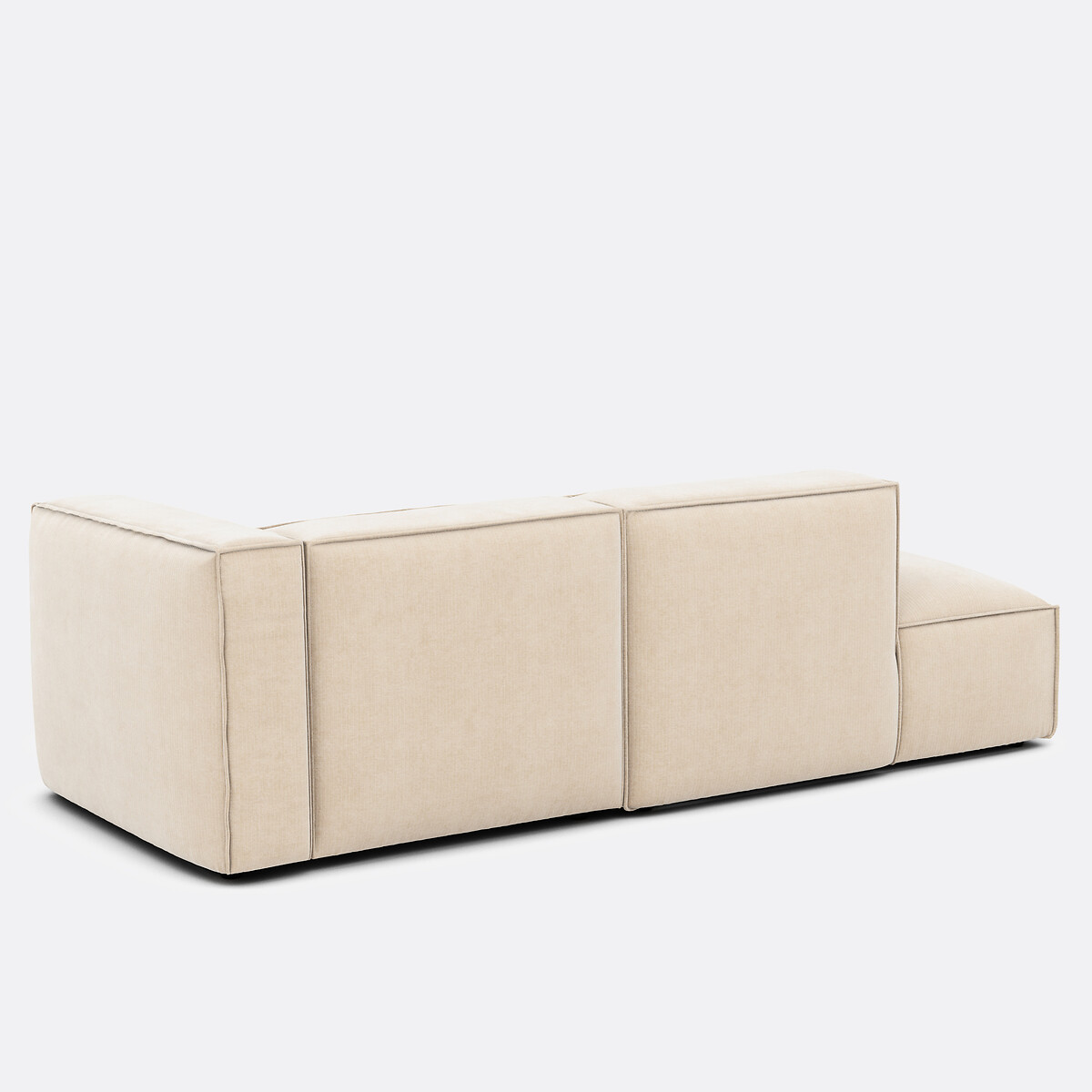 Canapé modulable d'angle droit, en velours côtelé vintage, SEVEN ecru, LA REDOUTE INTERIEURS