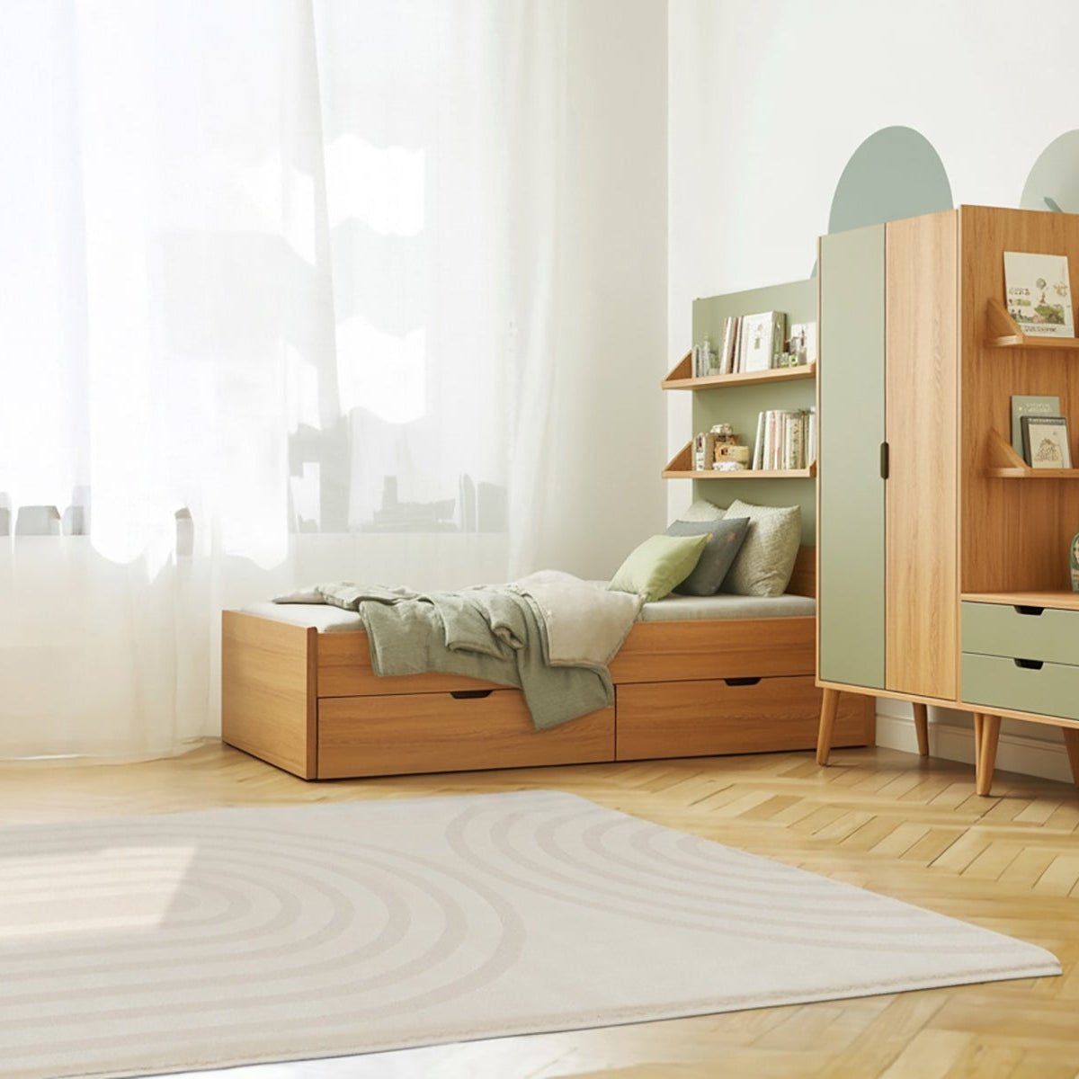 Tapis doux et confortable et graphique ARCH beige sable, AFK LIVING