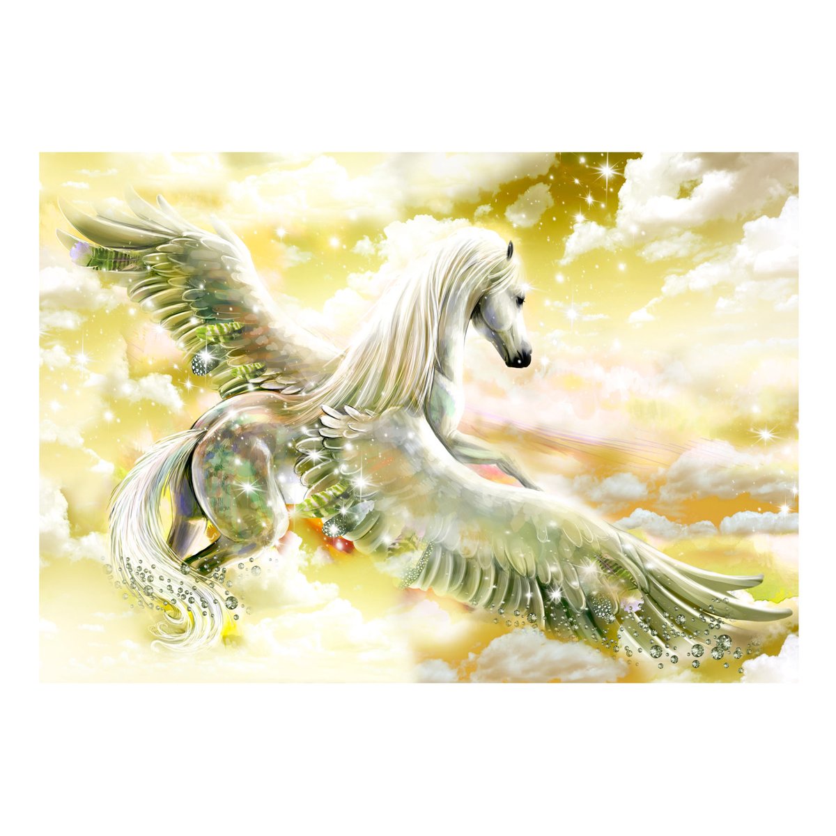 Papier peint intissé panoramique Animaux Pegasus (Yellow) jaune / doré, EDEN