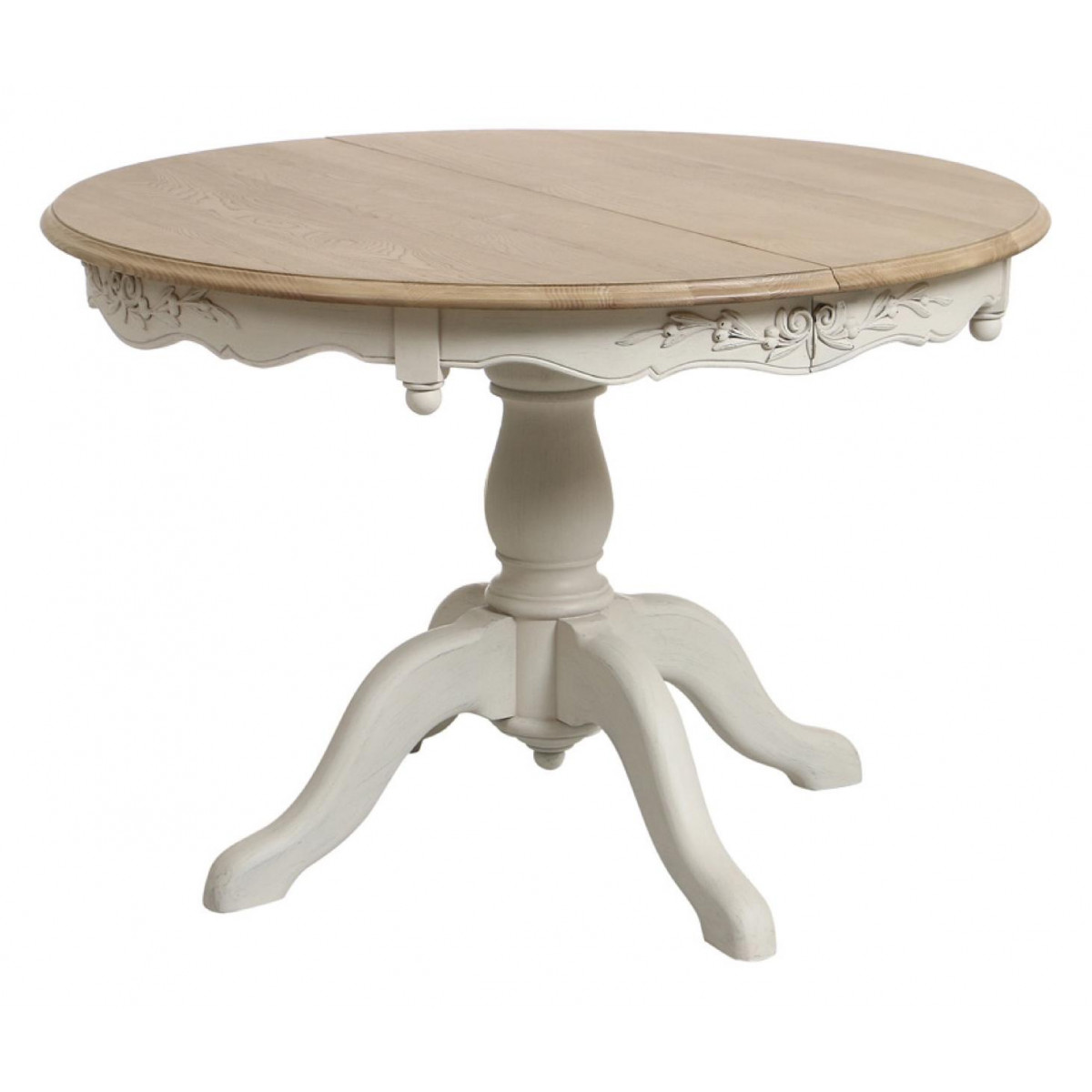 Table ronde 2 allonges - ROMANCE blanc, INTERIOR'S