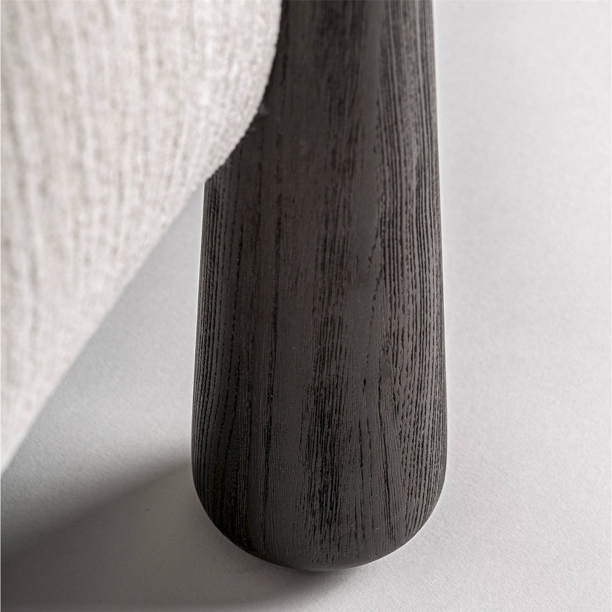 Repose-pieds contemporain en chenille blanc chenille et bois brun, RECOLLECTION