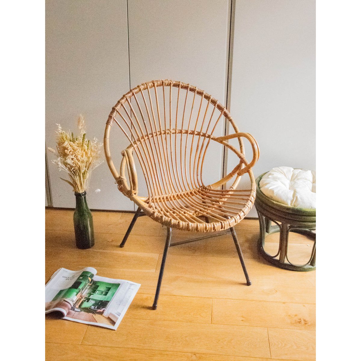 Fauteuil en rotin et métal noir Ernest N°710 - Bon état noir - comme neuf, DEBONGOUT