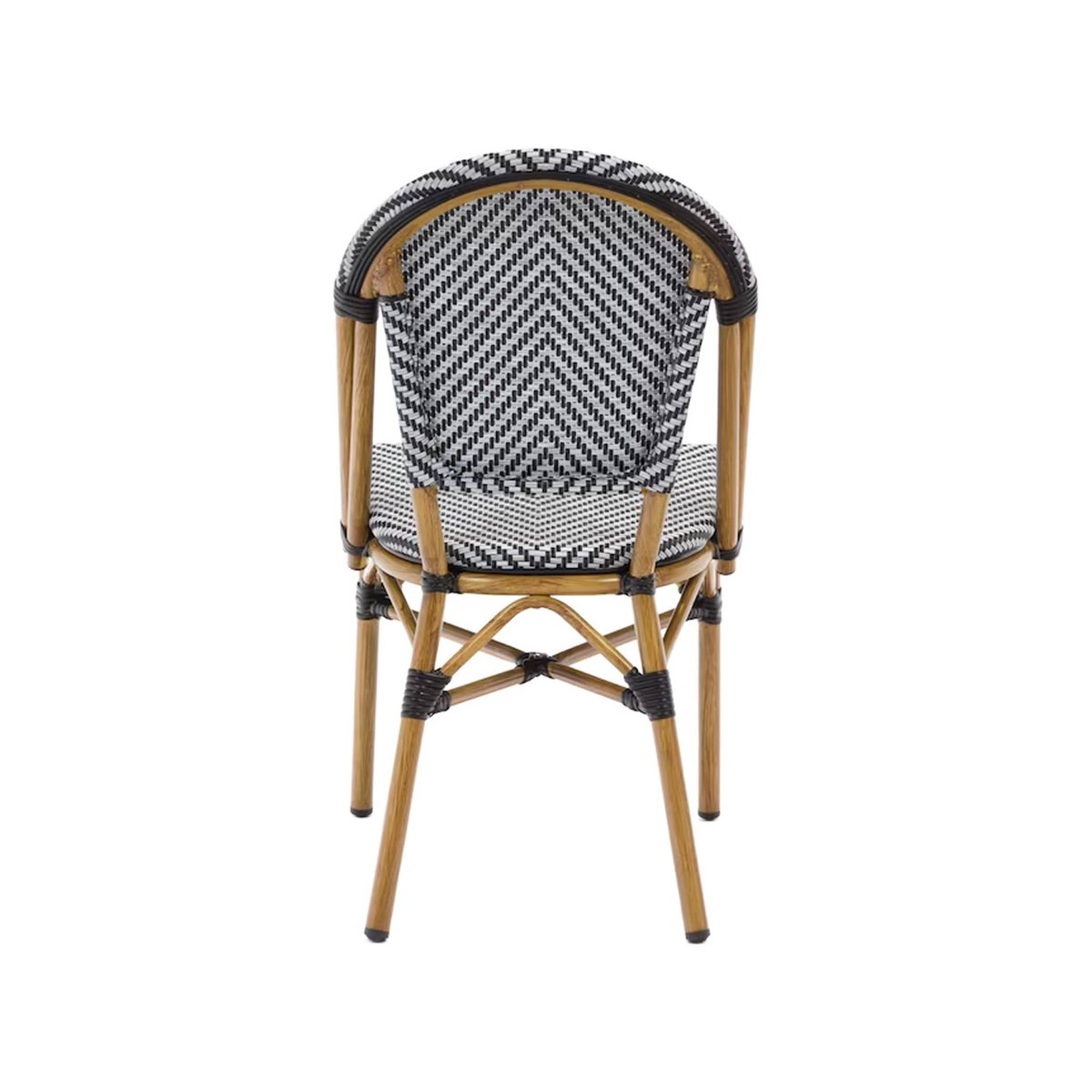 Chaise de terrasse bistrot en textile et aluminium motif chevrons noir et blanc (lot de 2) RIVOLI noir, SWEEEK