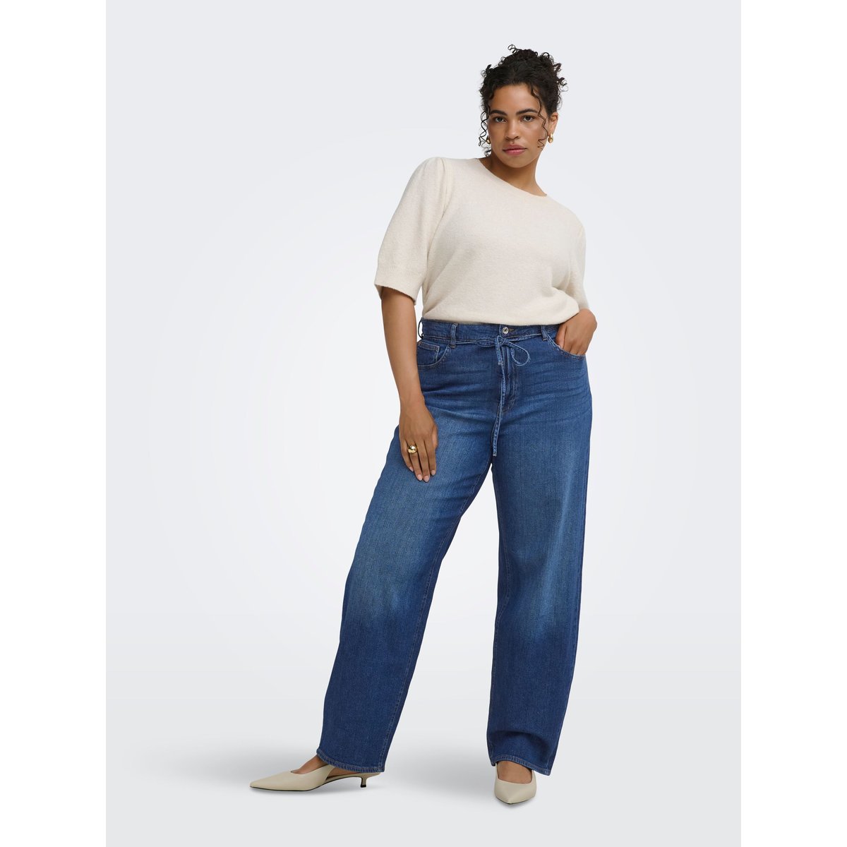 Jean Coupe Droite dark blue denim, ONLY CARMAKOMA