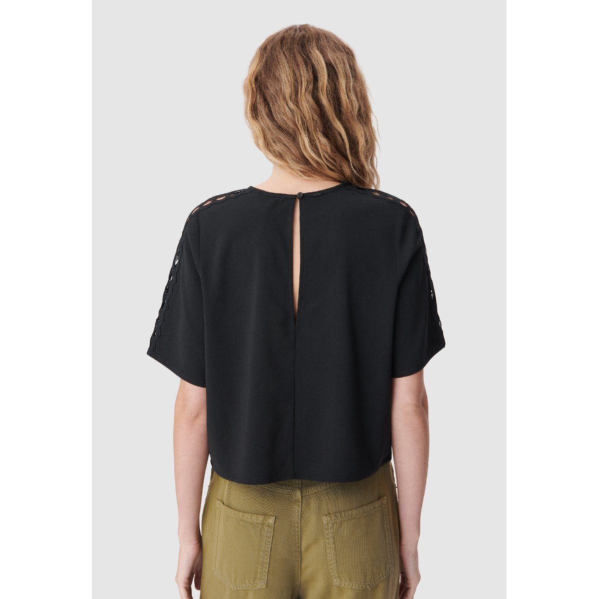 Top dentelle manches noir, IKKS