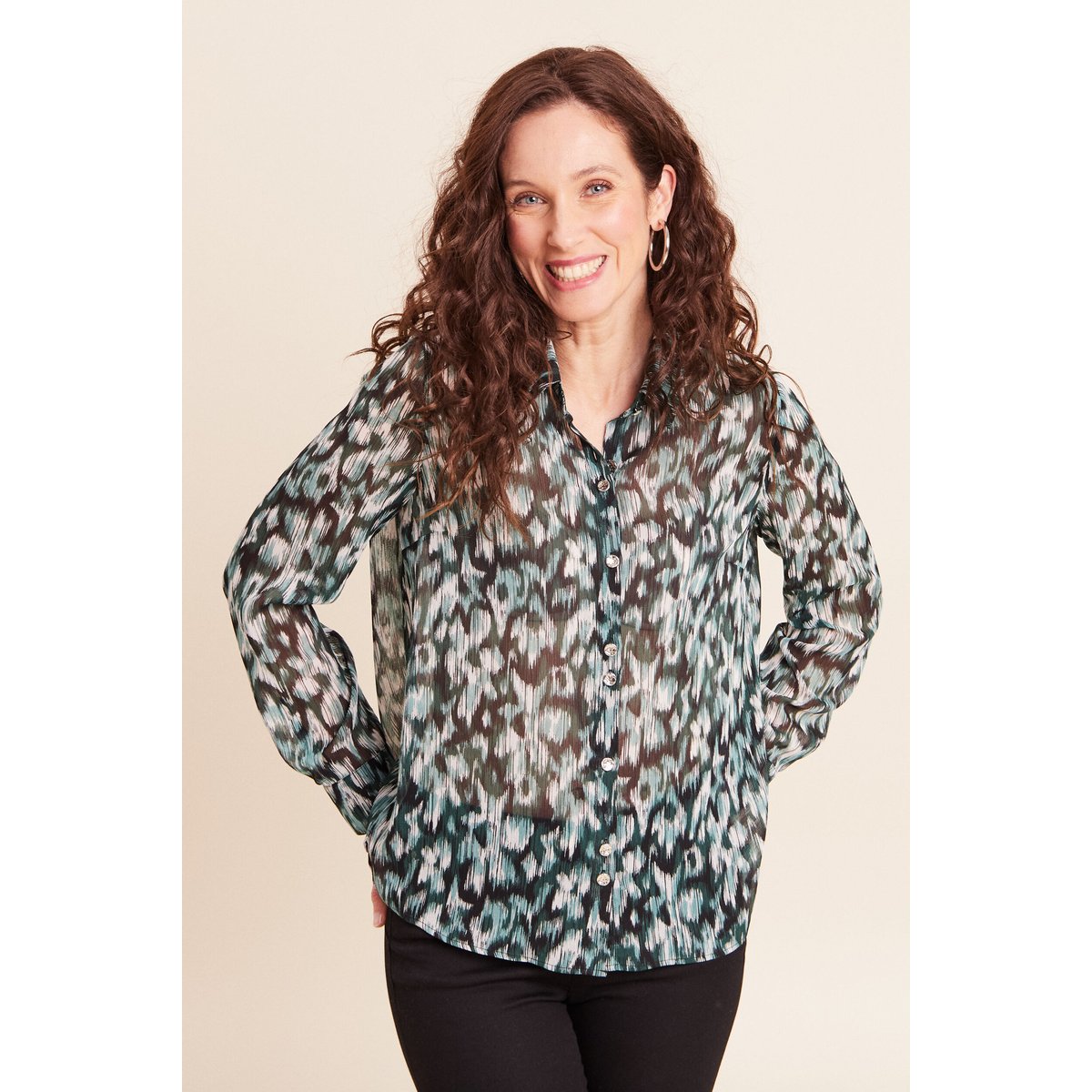 Chemise manches longues en voile vert, BREAL