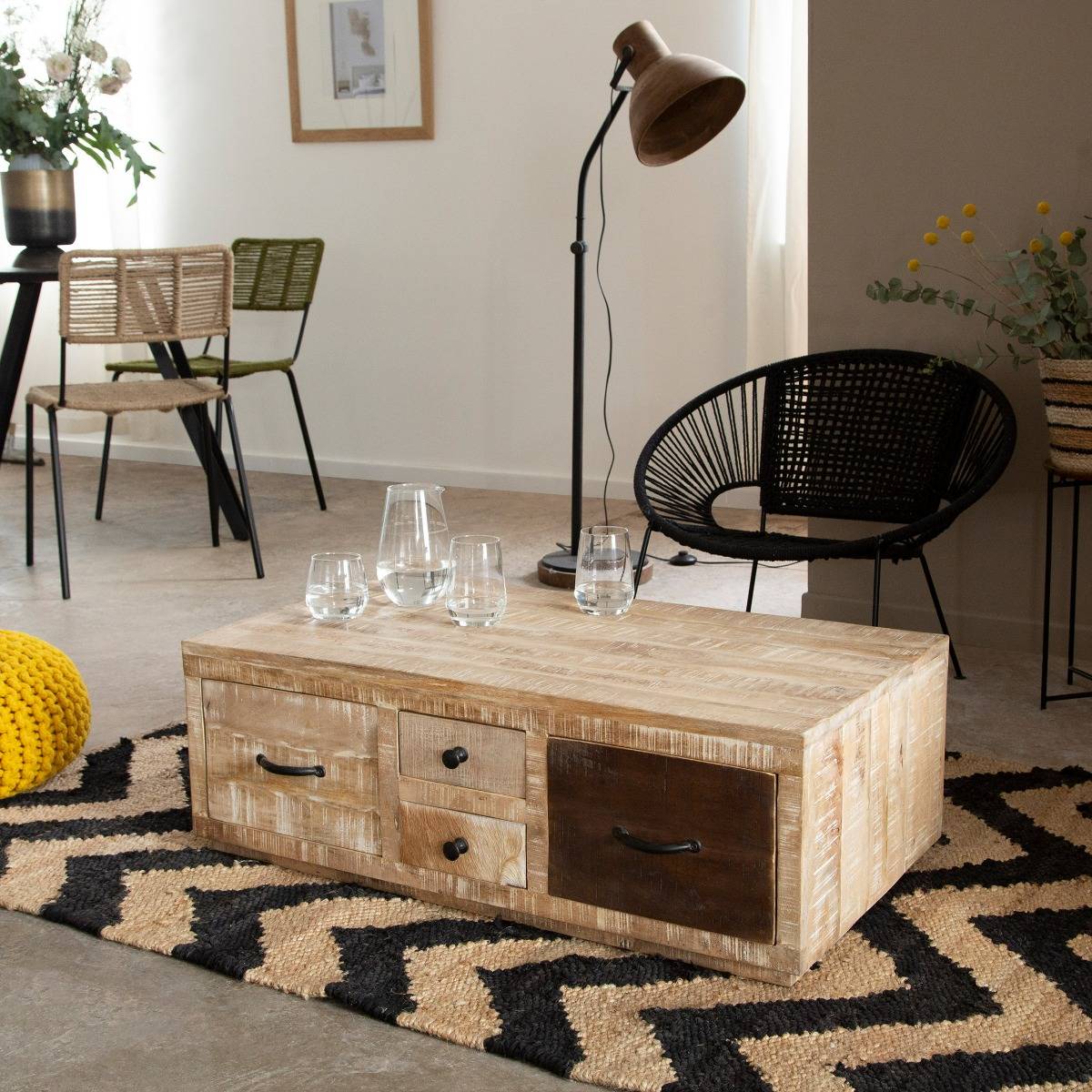 Table basse en bois de manguier PIO bois clair, MADE IN MEUBLES 