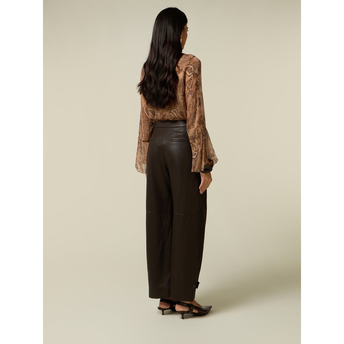 Pantalon palazzo marron, OLTRE