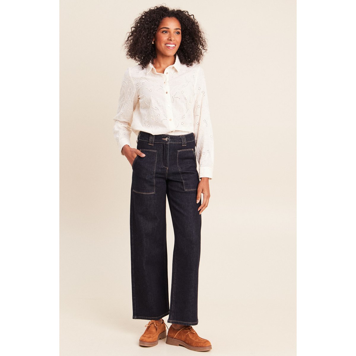 Chemise droite manches longues ecru, BREAL