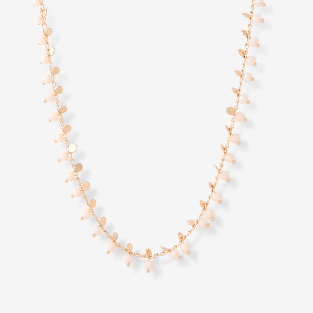 Collier pierres facettées et mini disques ivoire ivoire, BALABOOSTE