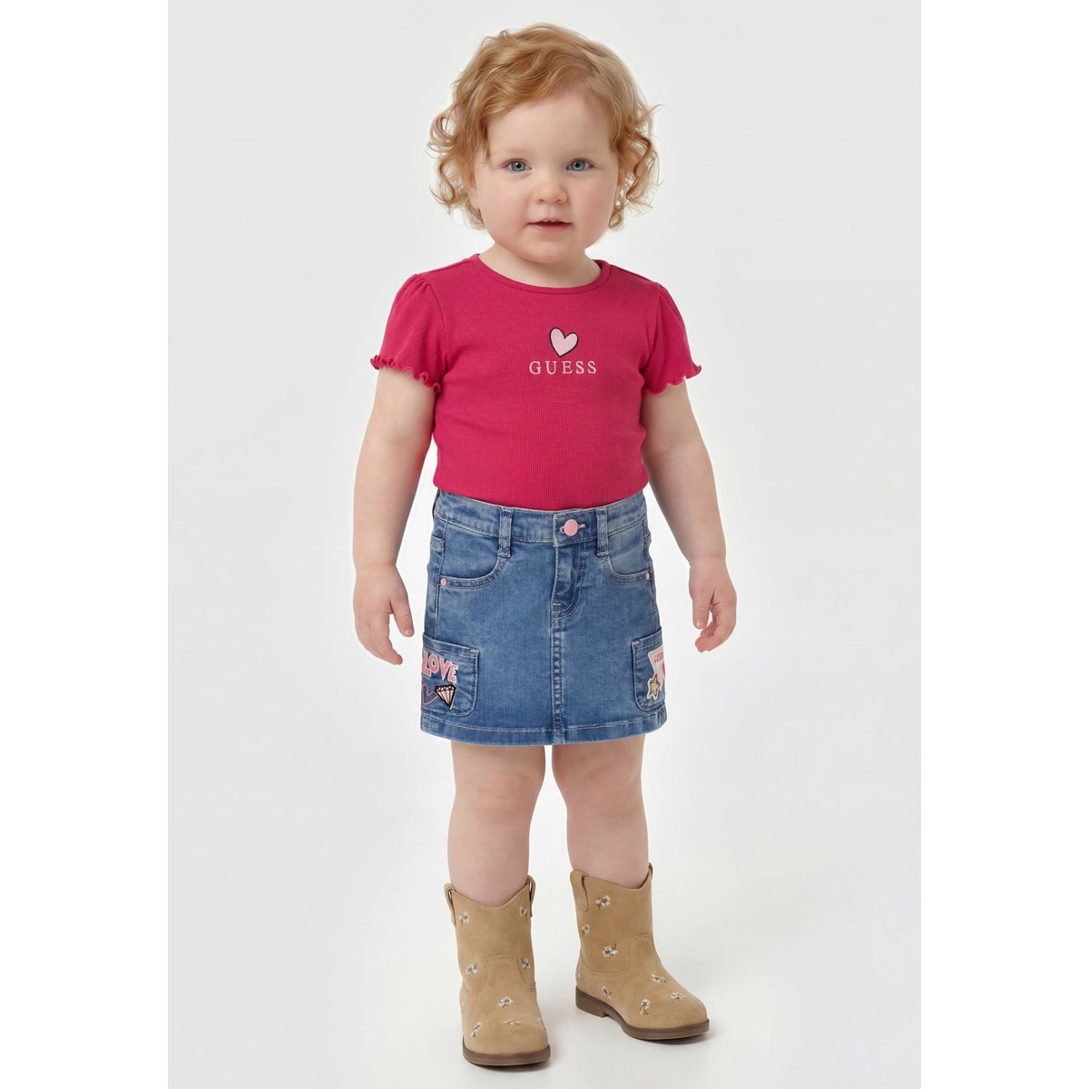 T-Shirt En Maille Côtelée fuchsia, GUESS KIDS