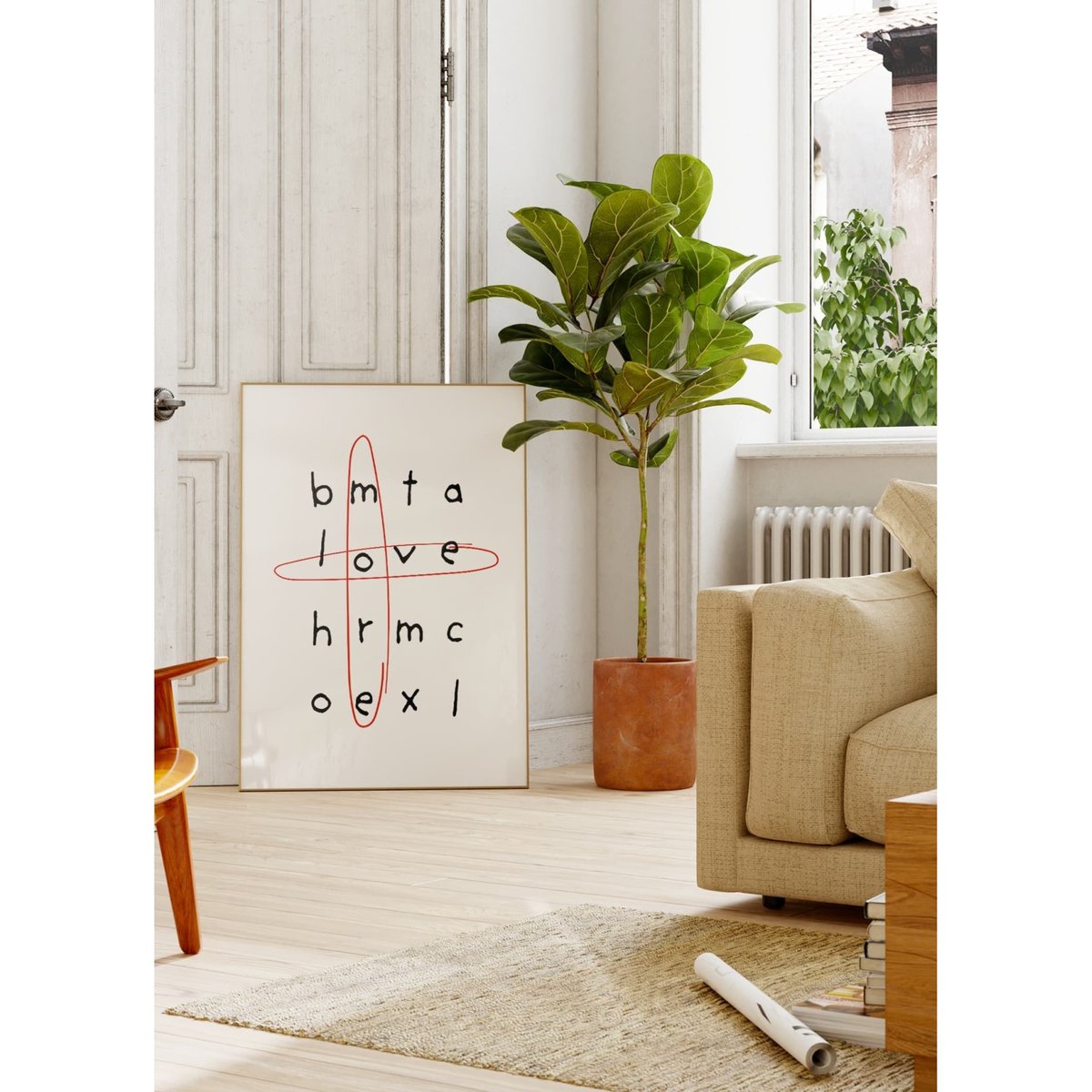 Affiche Mots croisés Love blanc, L'AFFICHERIE