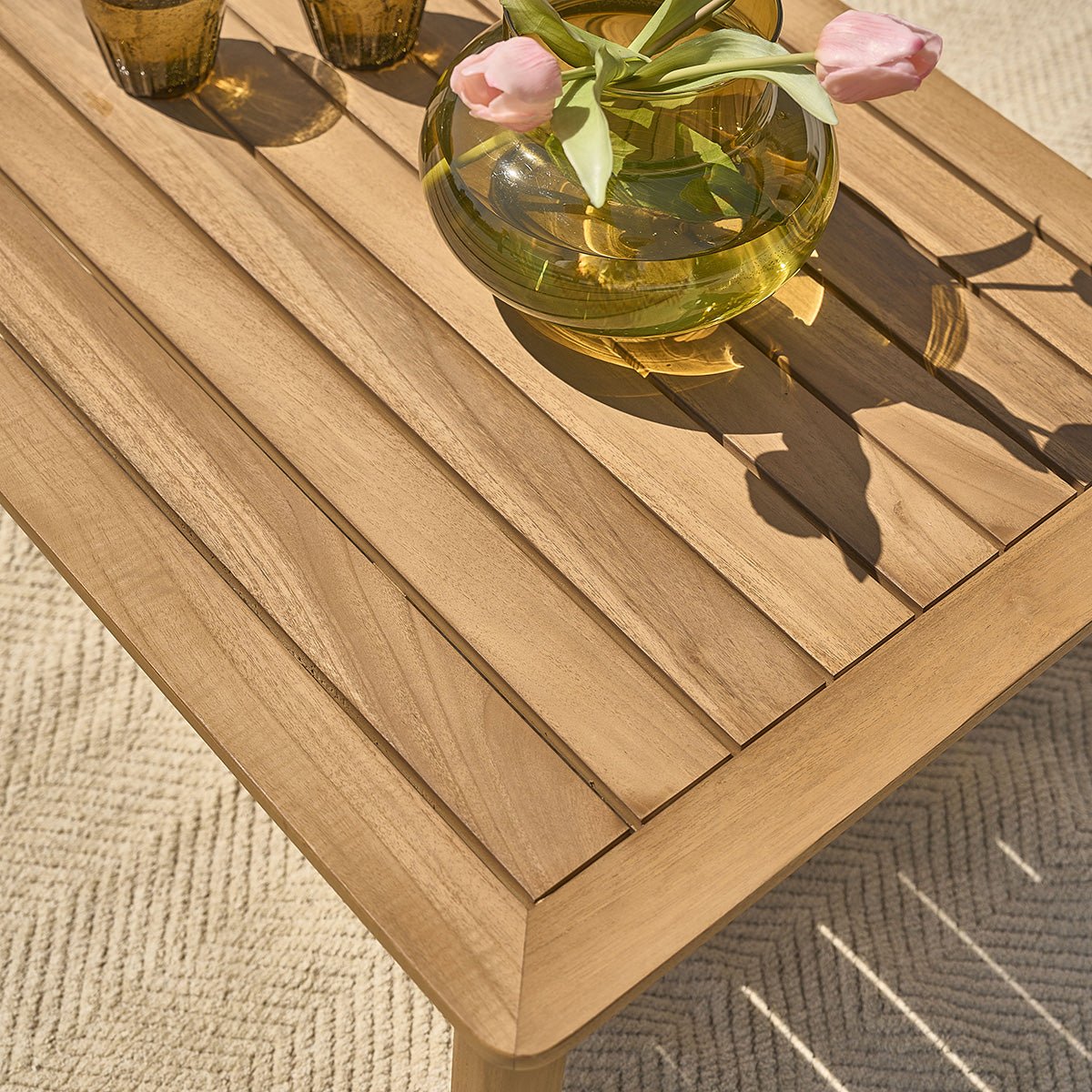 Salon de jardin bas en bois de teck avec coussins MAORA naturel, BERAH GETAH