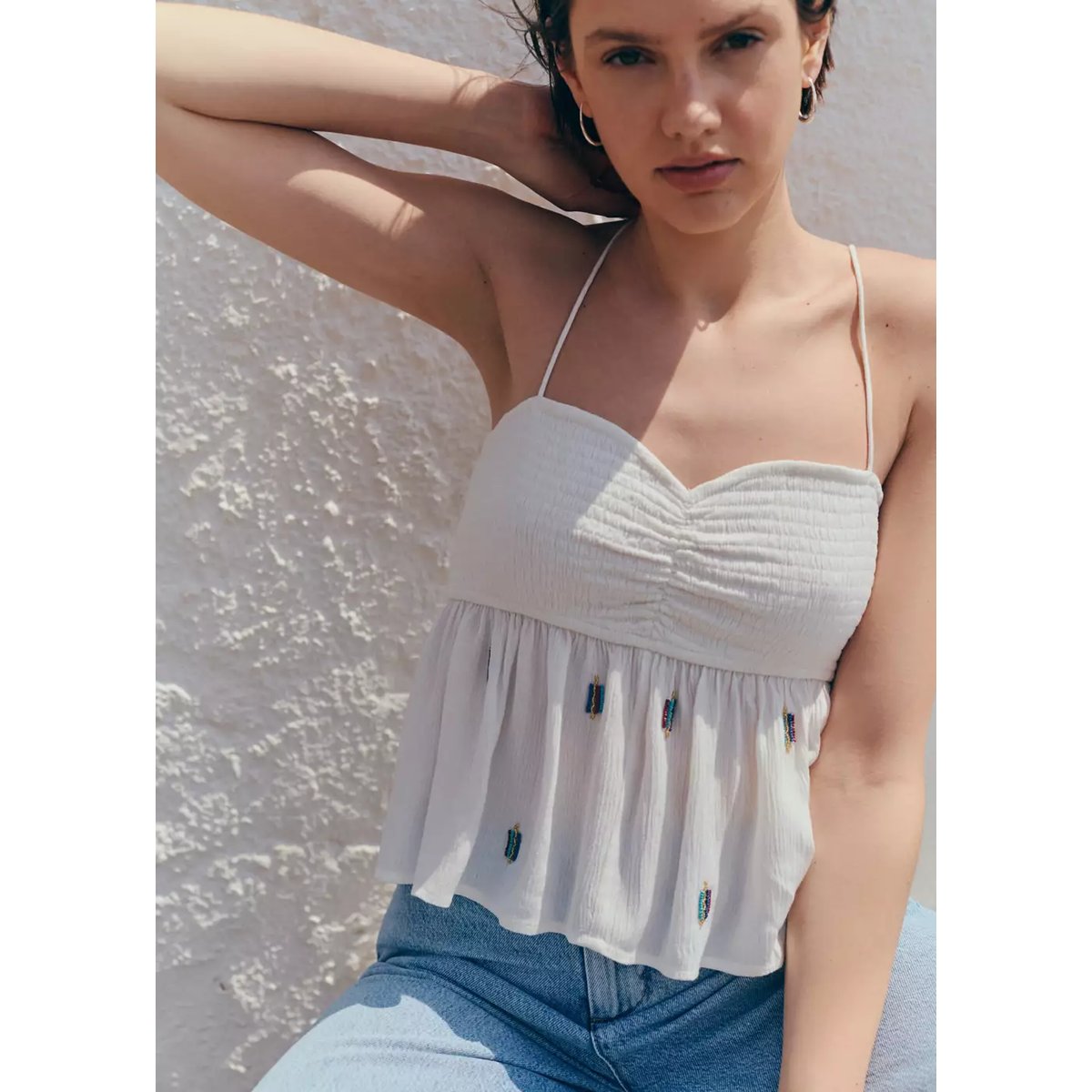 Top détail perles blanc cassé, MANGO TEEN