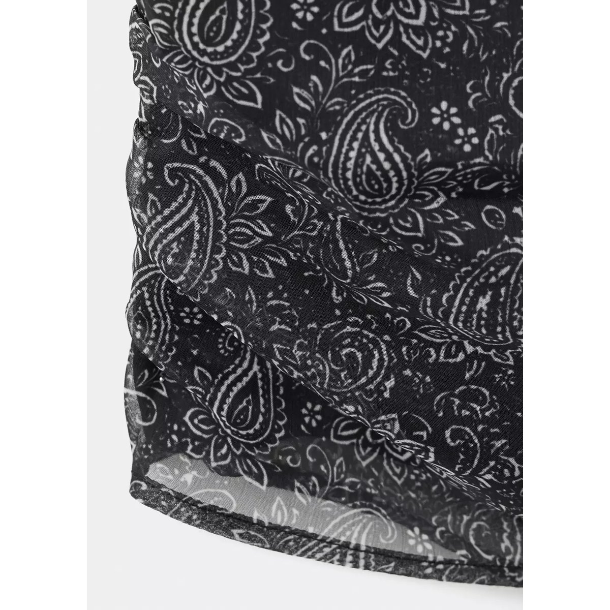 Blouse paisley col bateau noir, MANGO TEEN