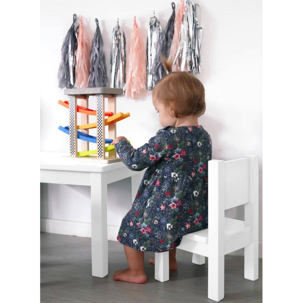 Lot de 2 Ma première chaise Enfant Montessori Gris 1-4 ans blanc, PIOUPIOU ET MERVEILLES