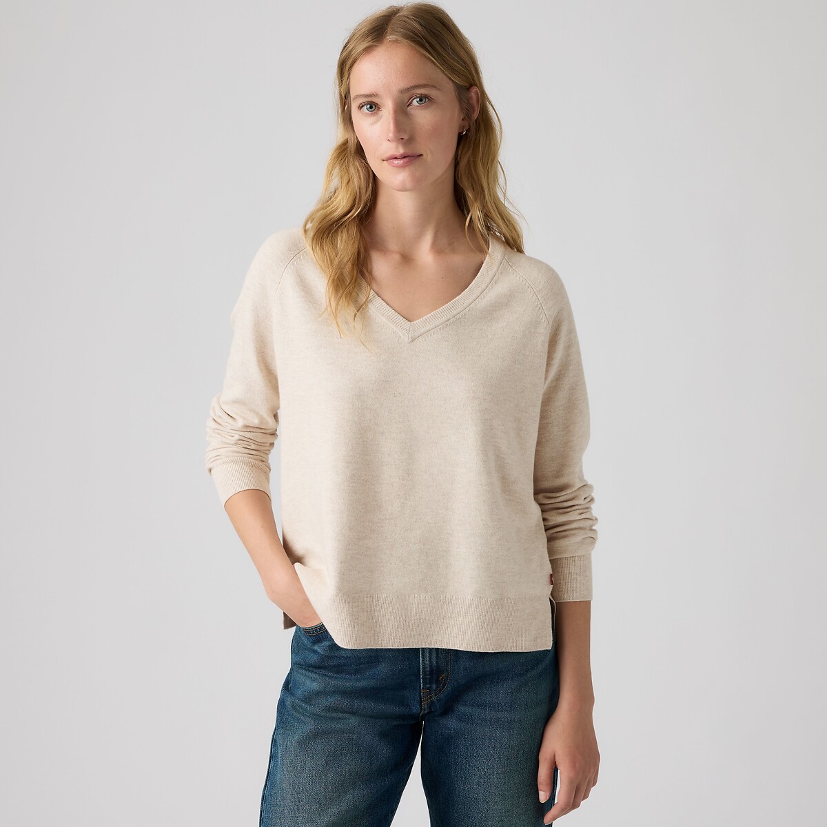 Pull col V manches longues ecru, LEVI'S