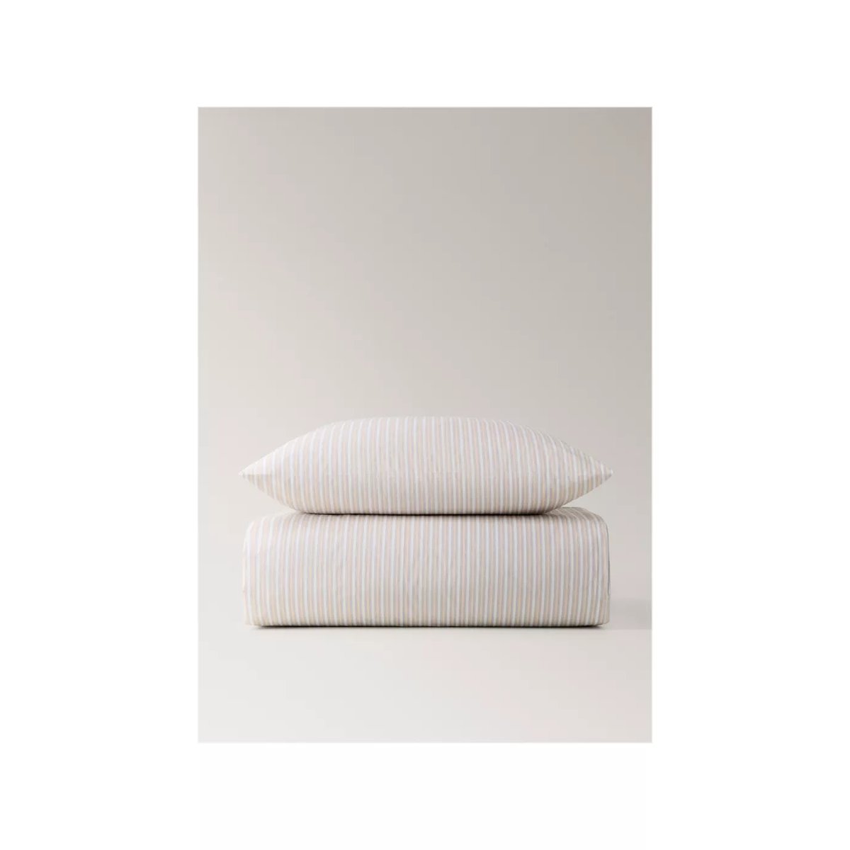 Housse de couette enfant percale de coton imprimé rayures fines lit 90 cm vanille, MANGO HOME