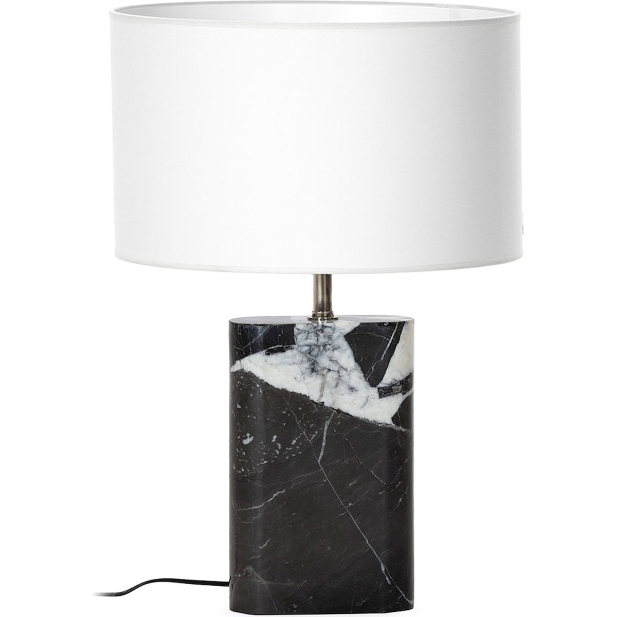 Lampe de table en marbre, Socle nickelé nickel et noir, RECOLLECTION