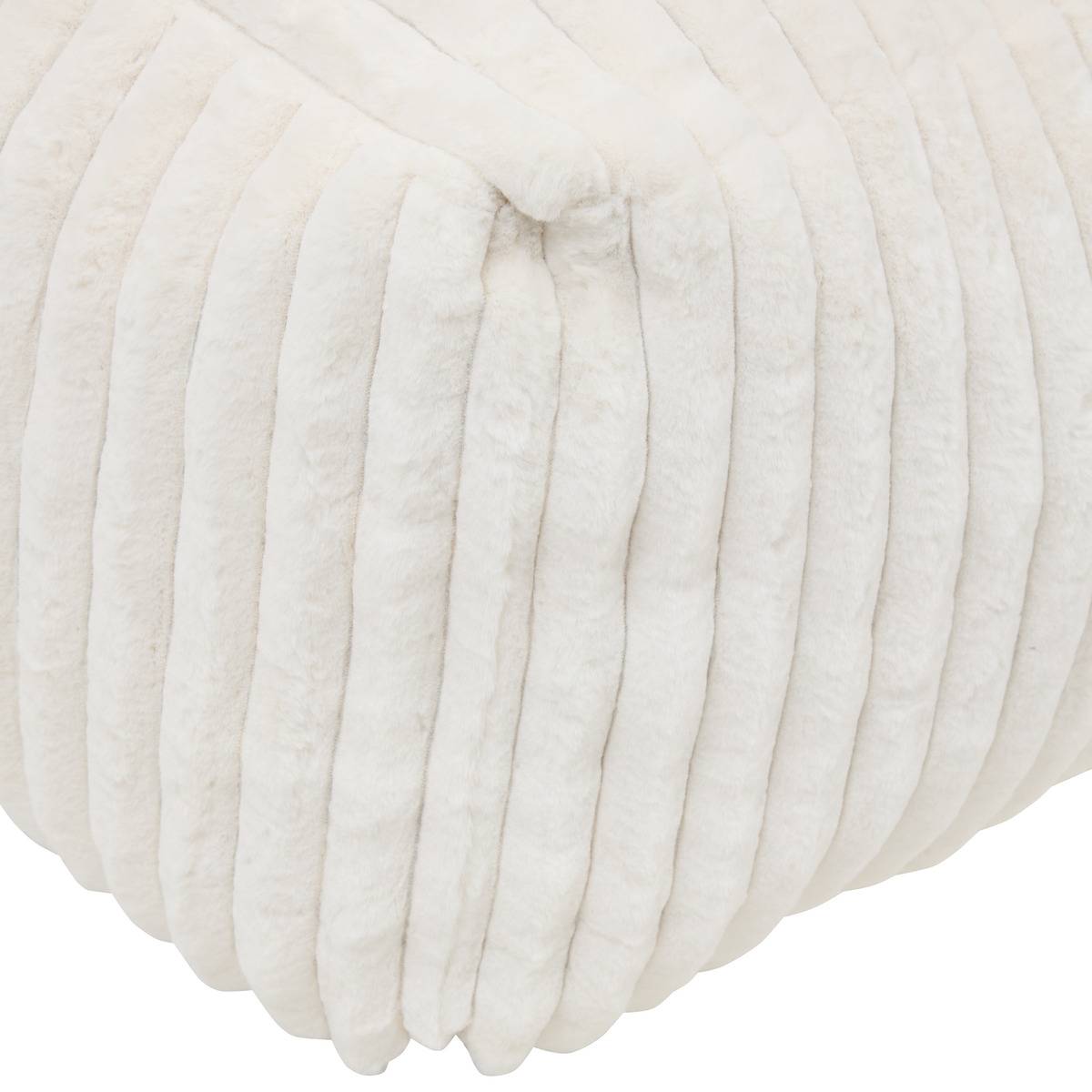 Pouf rectangulaire en velours côtelé MUZI crème, ATMOSPHERA