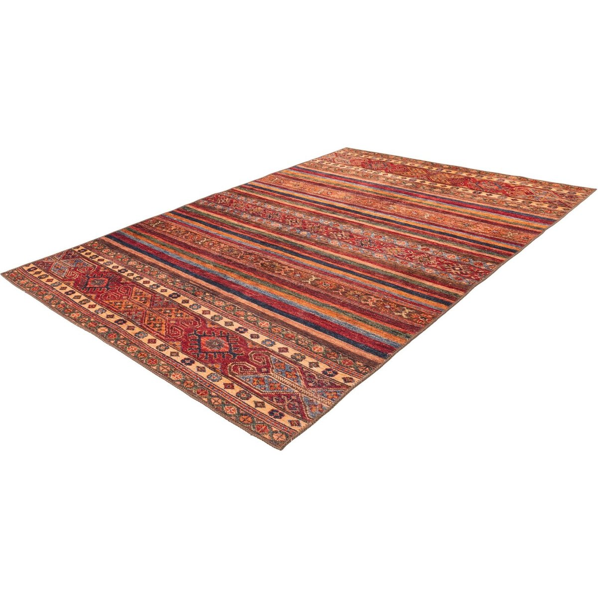 Tapis rectangulaire tissé en polyester Faye 725 multicolore et rouge, ARTE ESPINA