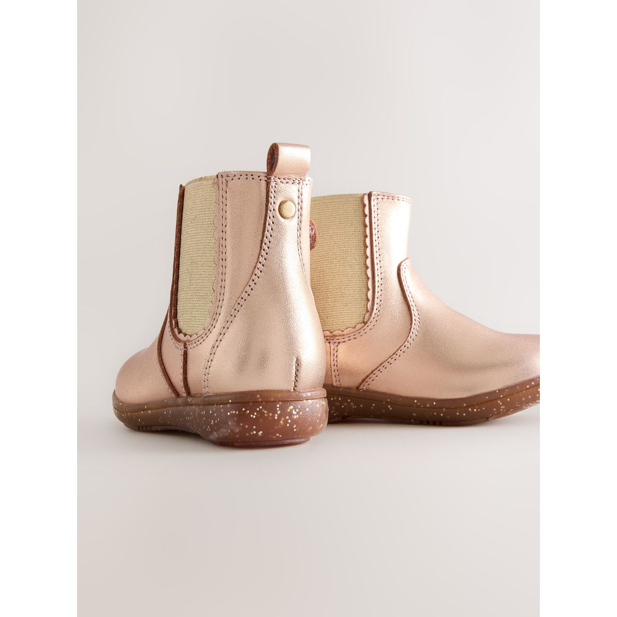 Bottines chelsea en cuir or rose, NEXT