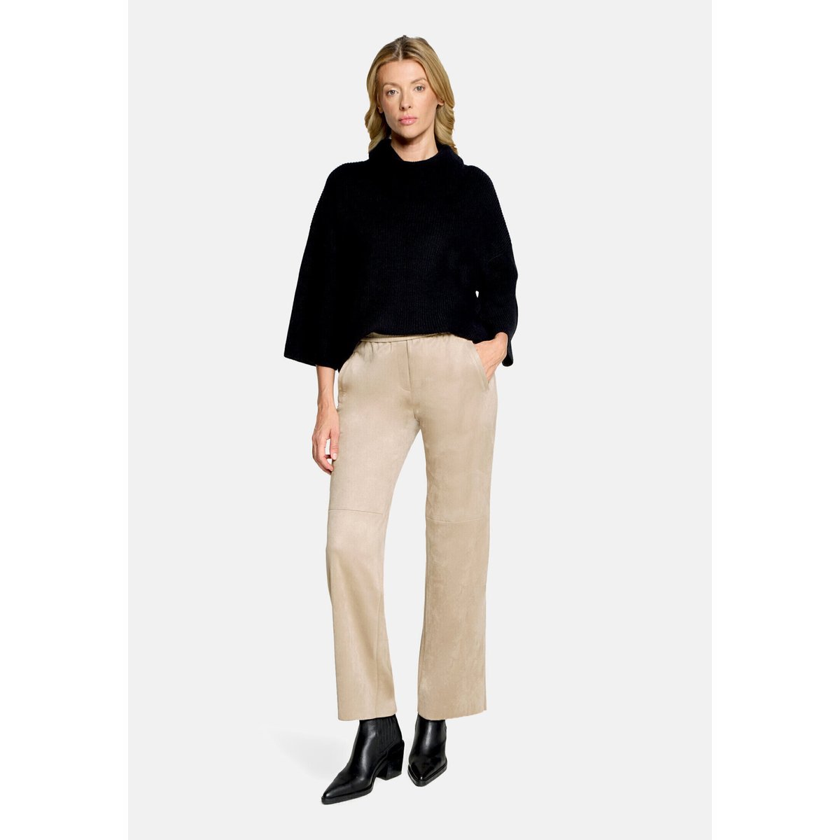 Pantalon à enfiler de coupe droite mocha meringue, BETTY & CO