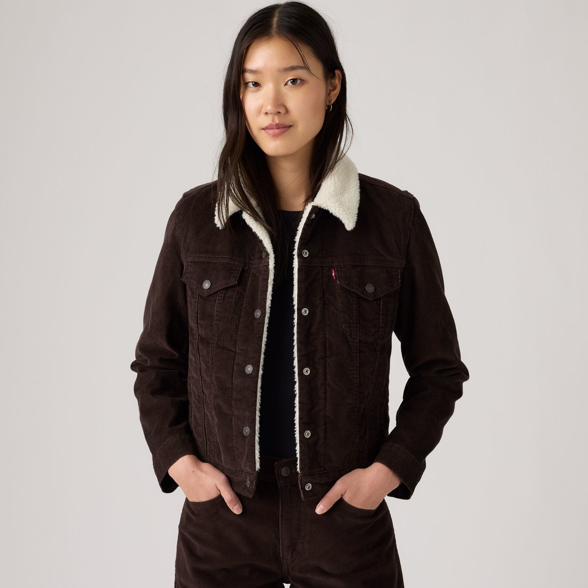 Veste Trucker Original Sherpa velours marron - java, LEVI'S