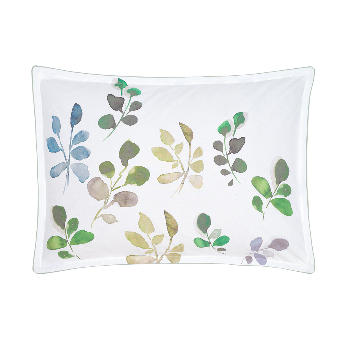 Parure housse de couette percale de coton avec 2 taies 50x70 cm BARBARA eucalyptus, SENSEI MAISON