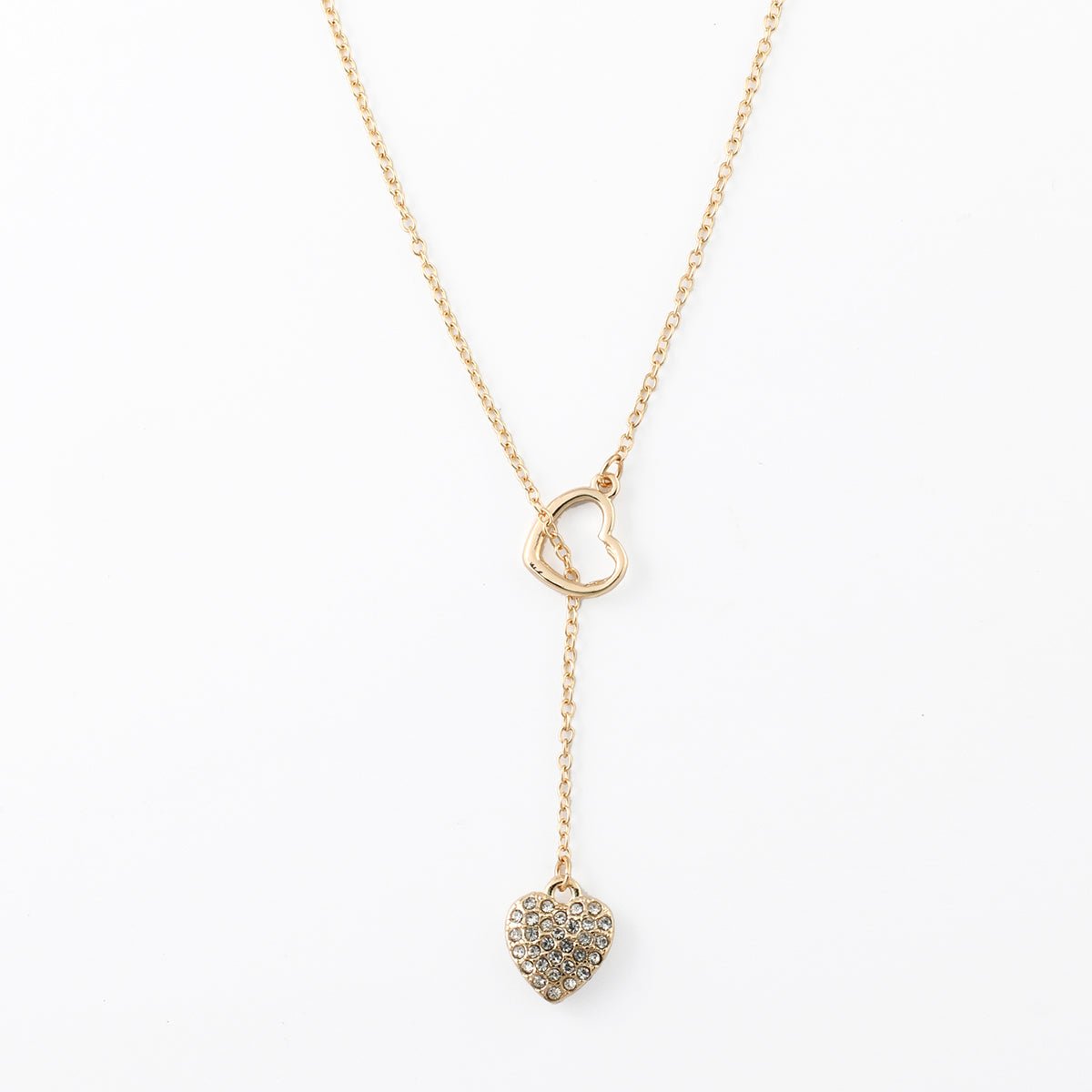 Collier à pendentifs cœurs dorés et strassés doré, BALABOOSTE