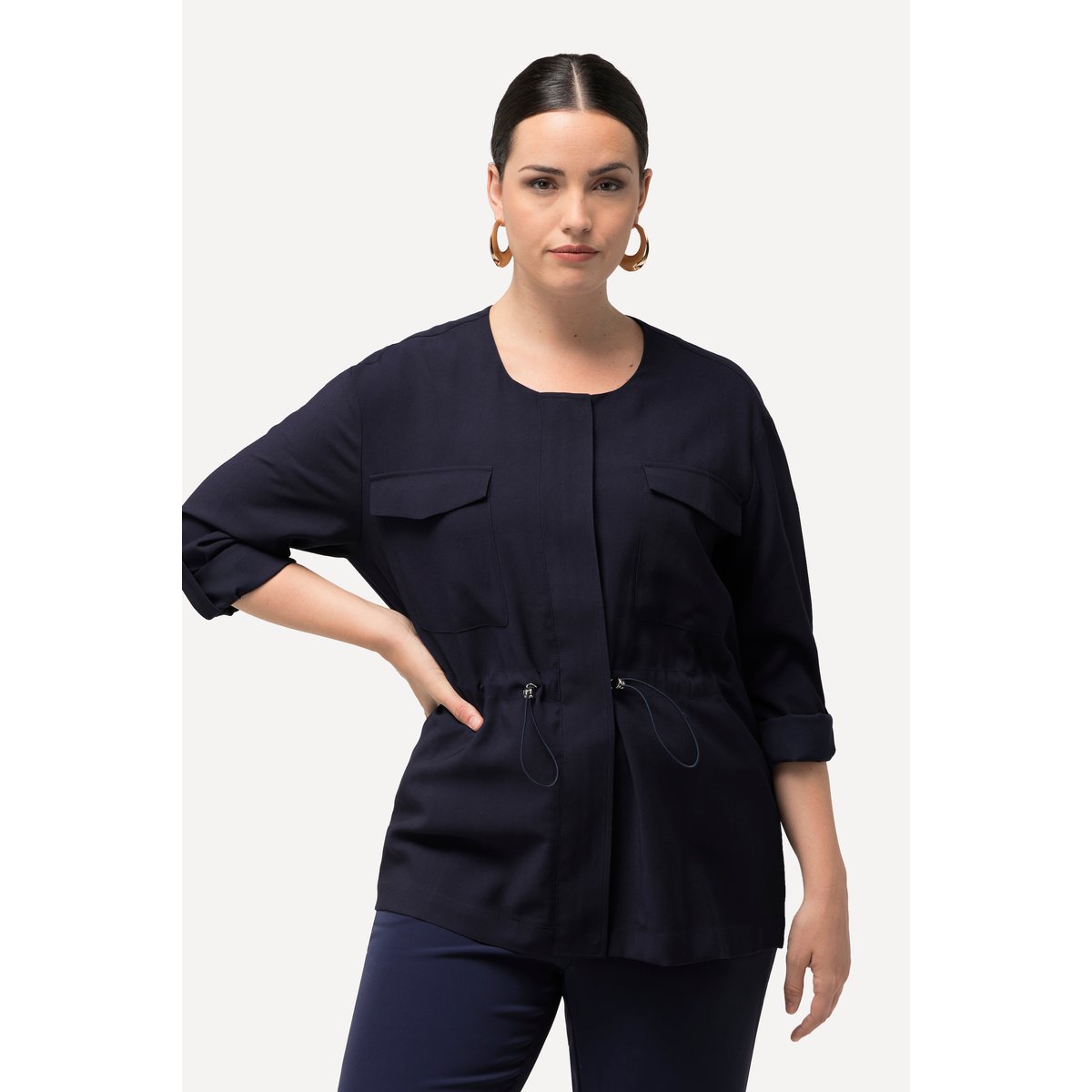 Veste à col rond. Manches 3/4 et cordon de marine, ULLA POPKEN