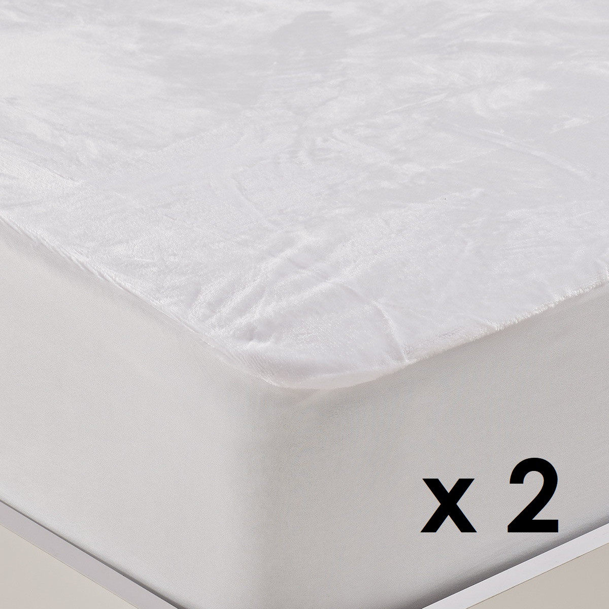 Lot de 2 protège-matelas imperméables microfibre 270 g/m² MICRO SENSAFE blanc, SENSEI MAISON