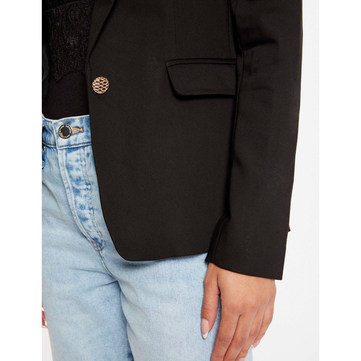 Veste tailleur droite boutonnée noir, MORGAN