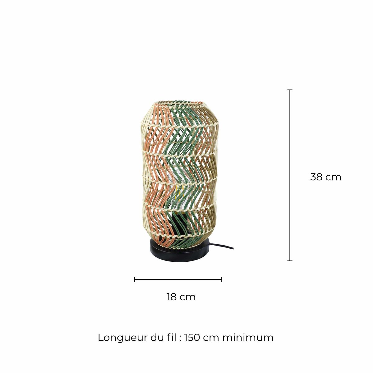 Lampe en rotin & métal, FOSCO multicolore, C-CREATION
