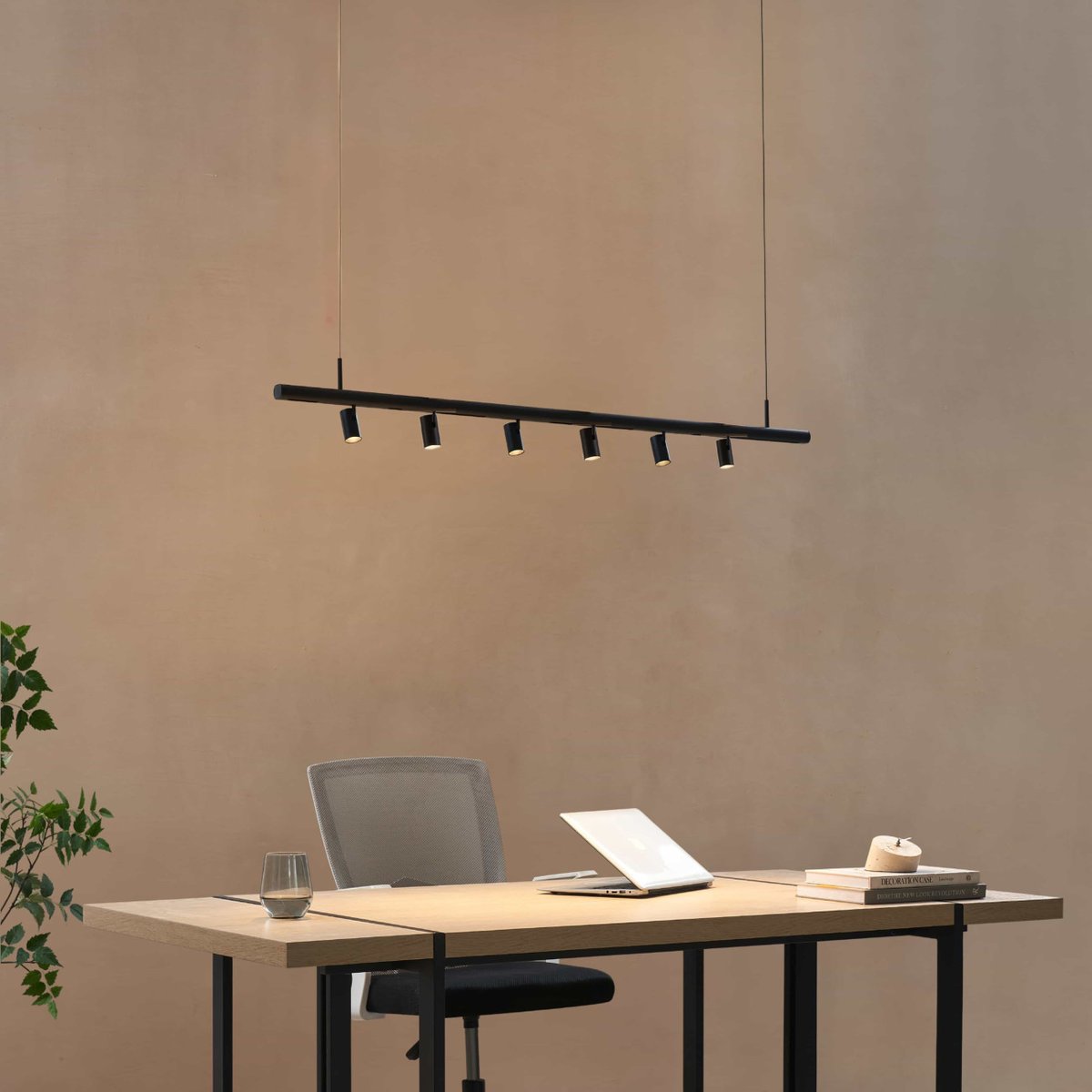 Suspension 6 spots LED orientables - LYNE noir, KOSILUM