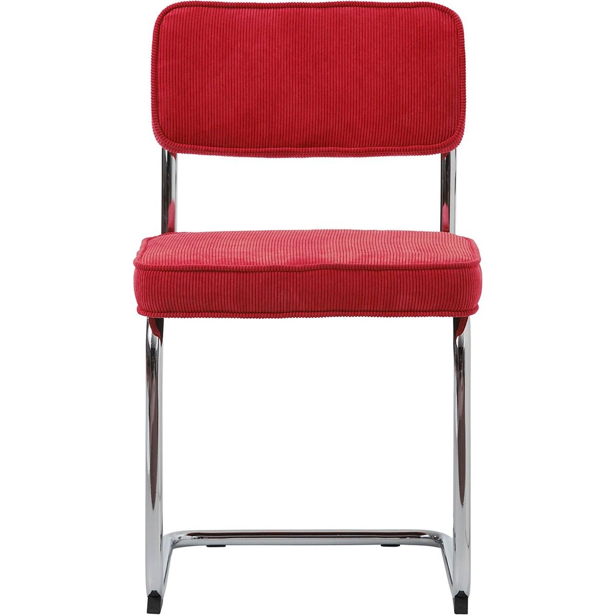 Chaise tapissée design bauhaus DESSAUS rouge côtelé, RECOLLECTION