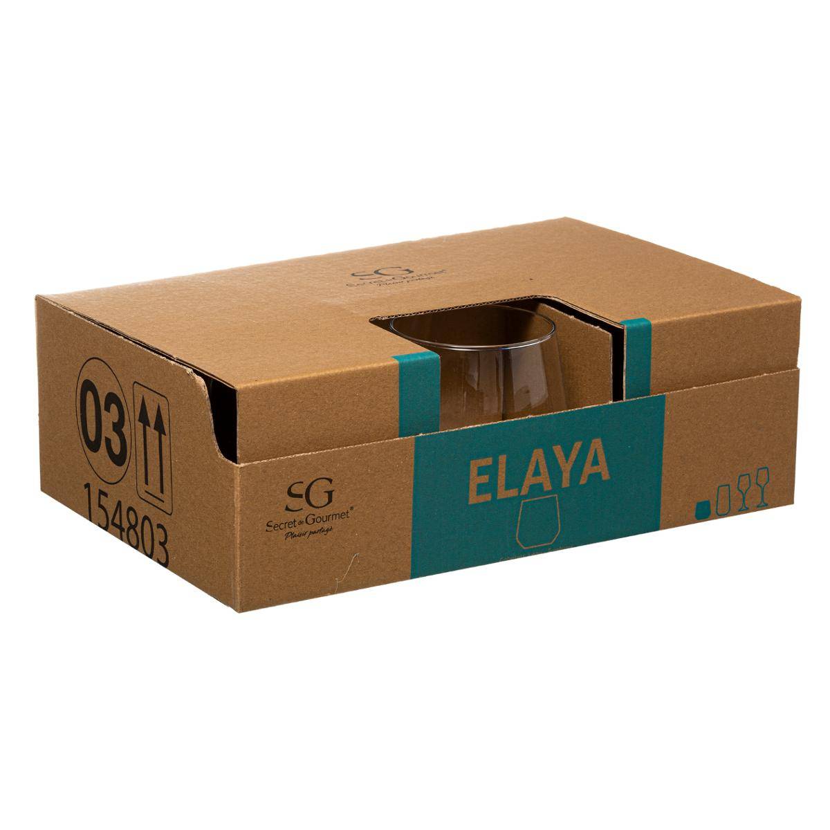 Lot de 6 verres bas en verre 34 cl ELAYA transparent, SECRET DE GOURMET