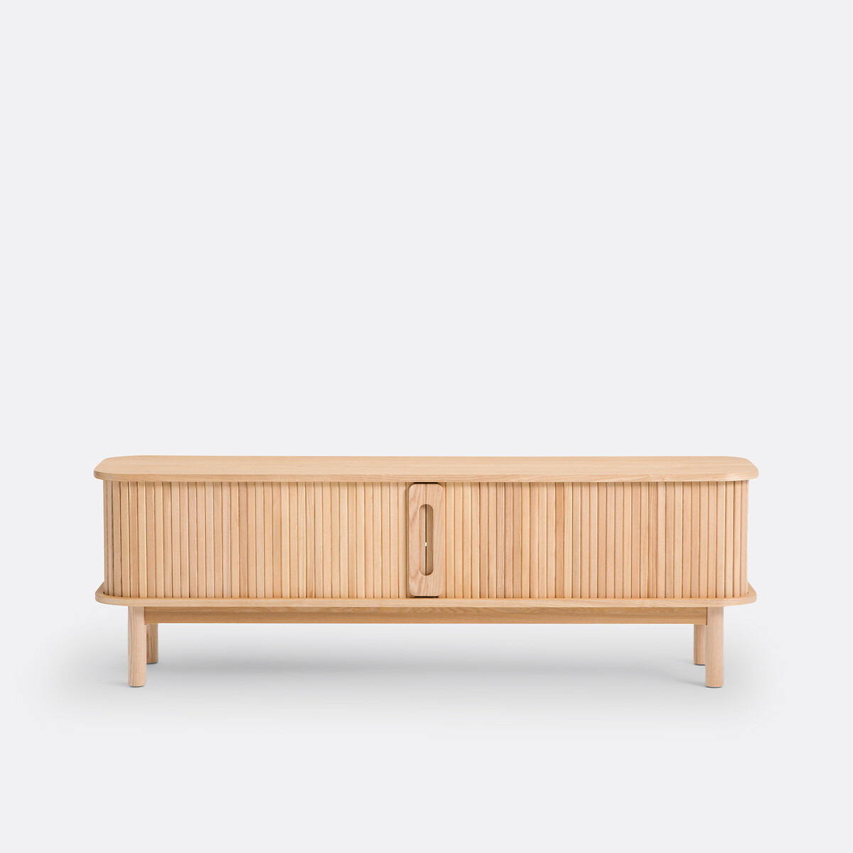 Meuble TV en frêne et plaqué, 2 portes coulissantes, largeur 160 cm, WAPONG naturel, LA REDOUTE INTERIEURS