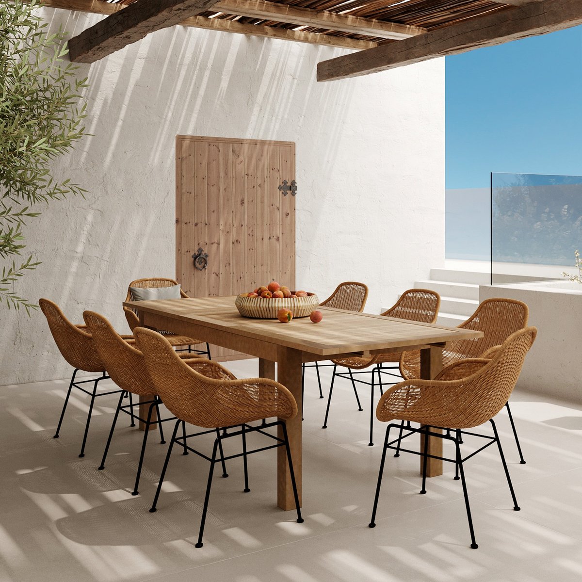Lot de 2 chaises en résine - CARMELA beige, MAISON PAVANE