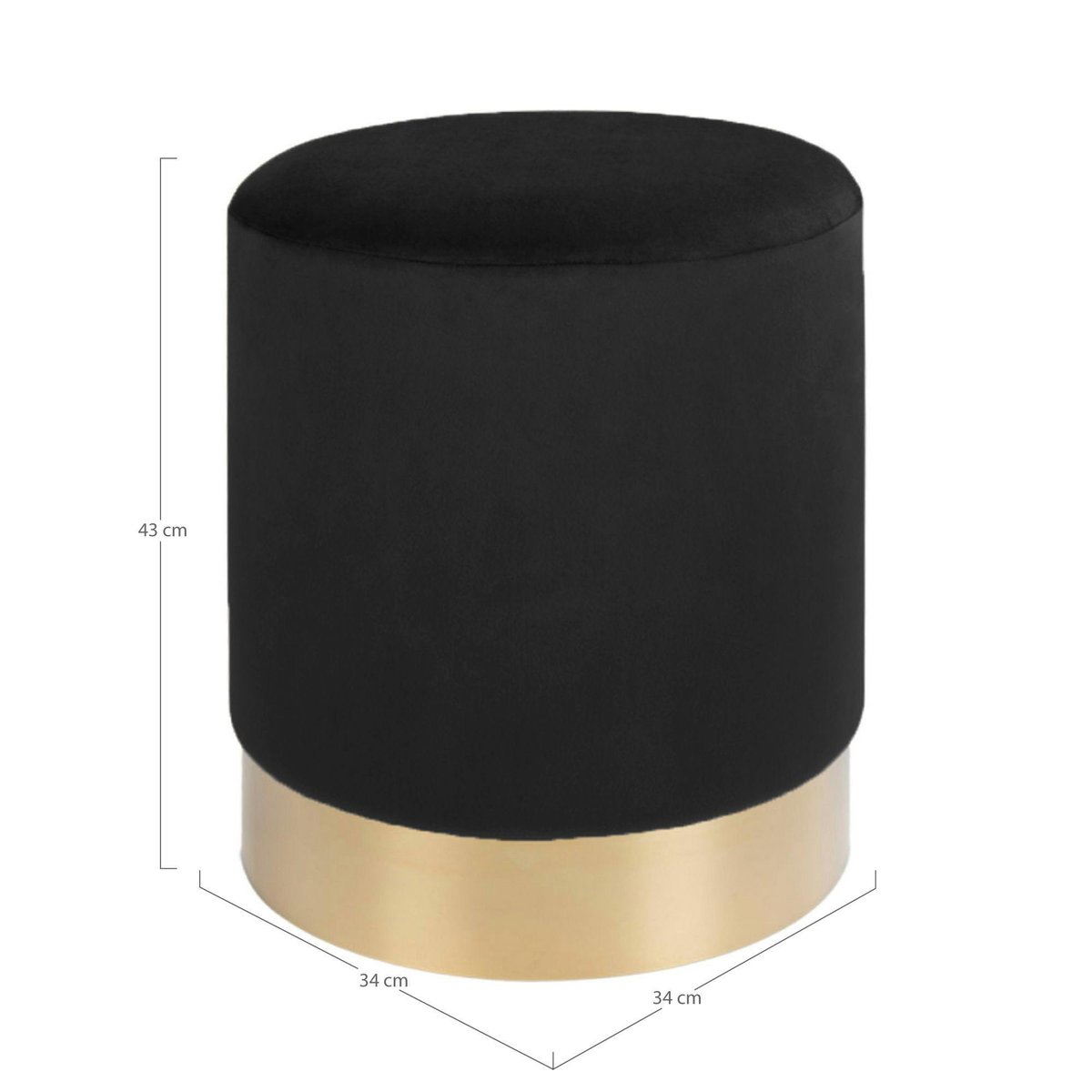 Pouf en velours style baroque BRUGES noir, PIER IMPORT