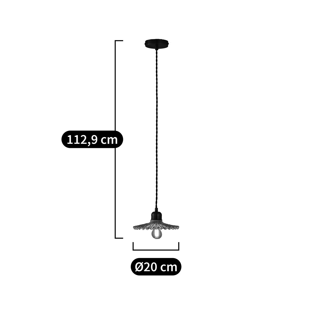 Lámpara de suspensión de latón y vidrio estriado Ø20 cm, Iloa cristal transparente, LA REDOUTE INTERIEURS
