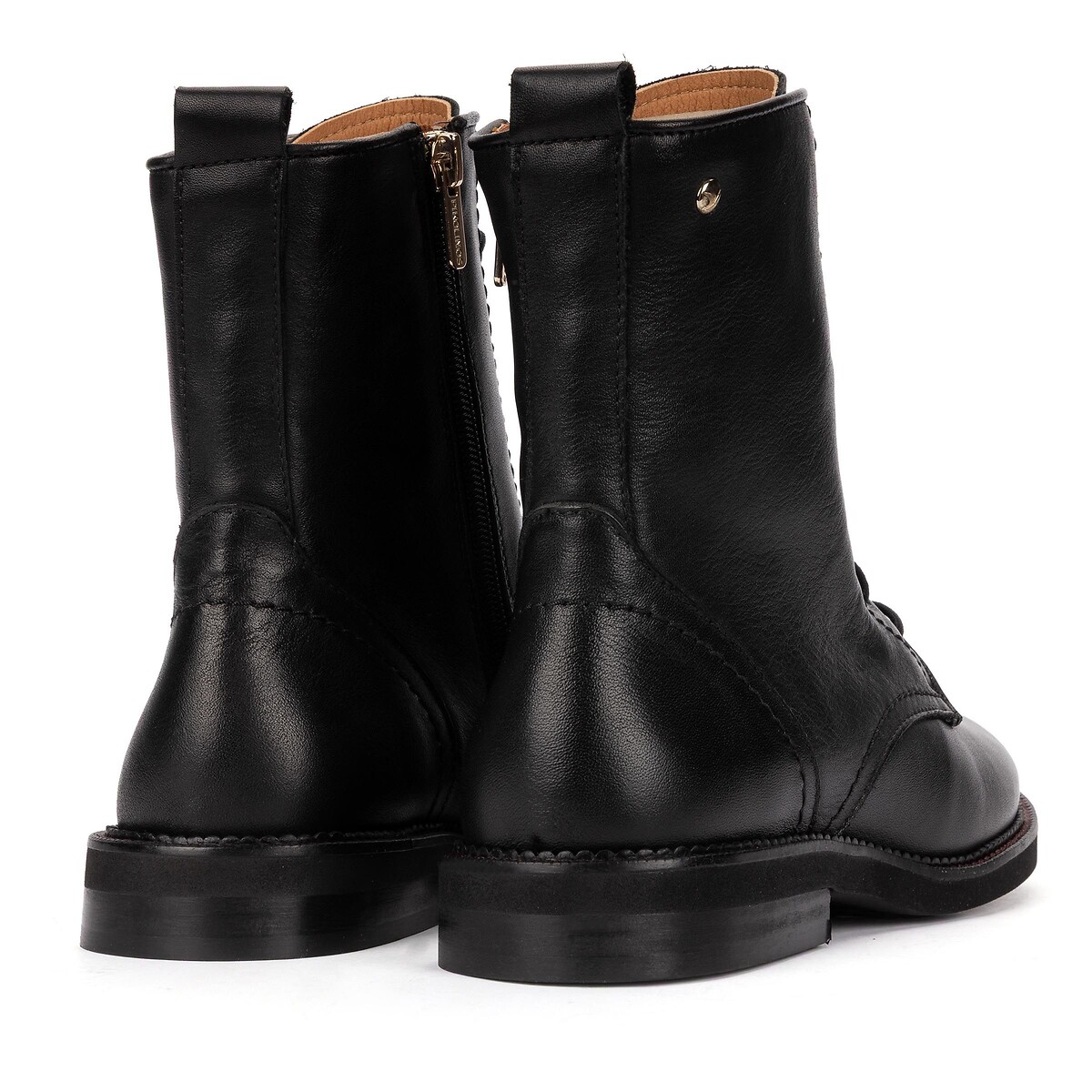 Flache Lederstiefeletten mit Schnürung, DEVA schwarz, PIKOLINOS