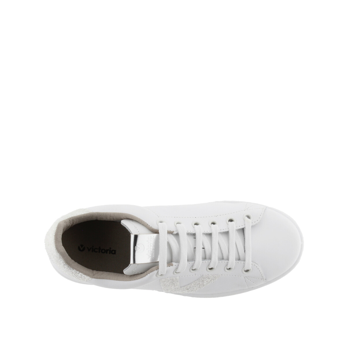 Baskets cuir glitter blanc, VICTORIA